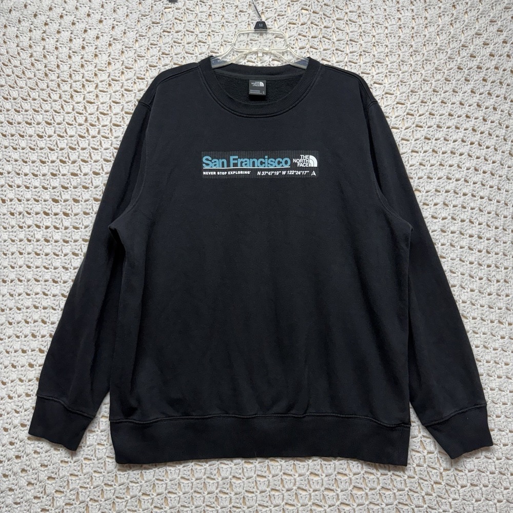 The North Face Sweatshirt Men's XL Black San Francisco Graphic Crewneck Fleece